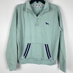 Victorias Secret PINK Pullover Sweatshirt XS Sage VTG Y2K College Preppy Track